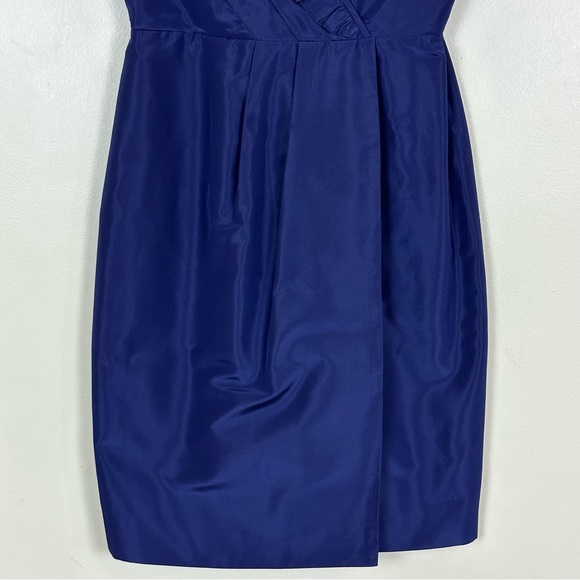 J. CREW Women’s 100% Silk Deep Navy Indigo Cocktail Dress Ruffle Detail, Size 2P - Picture 3 of 9